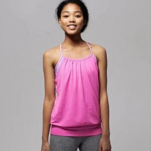 Ivivva Lululemon Double Dutch  Tank Top Pink Athletic Shelf Bra Size 12
